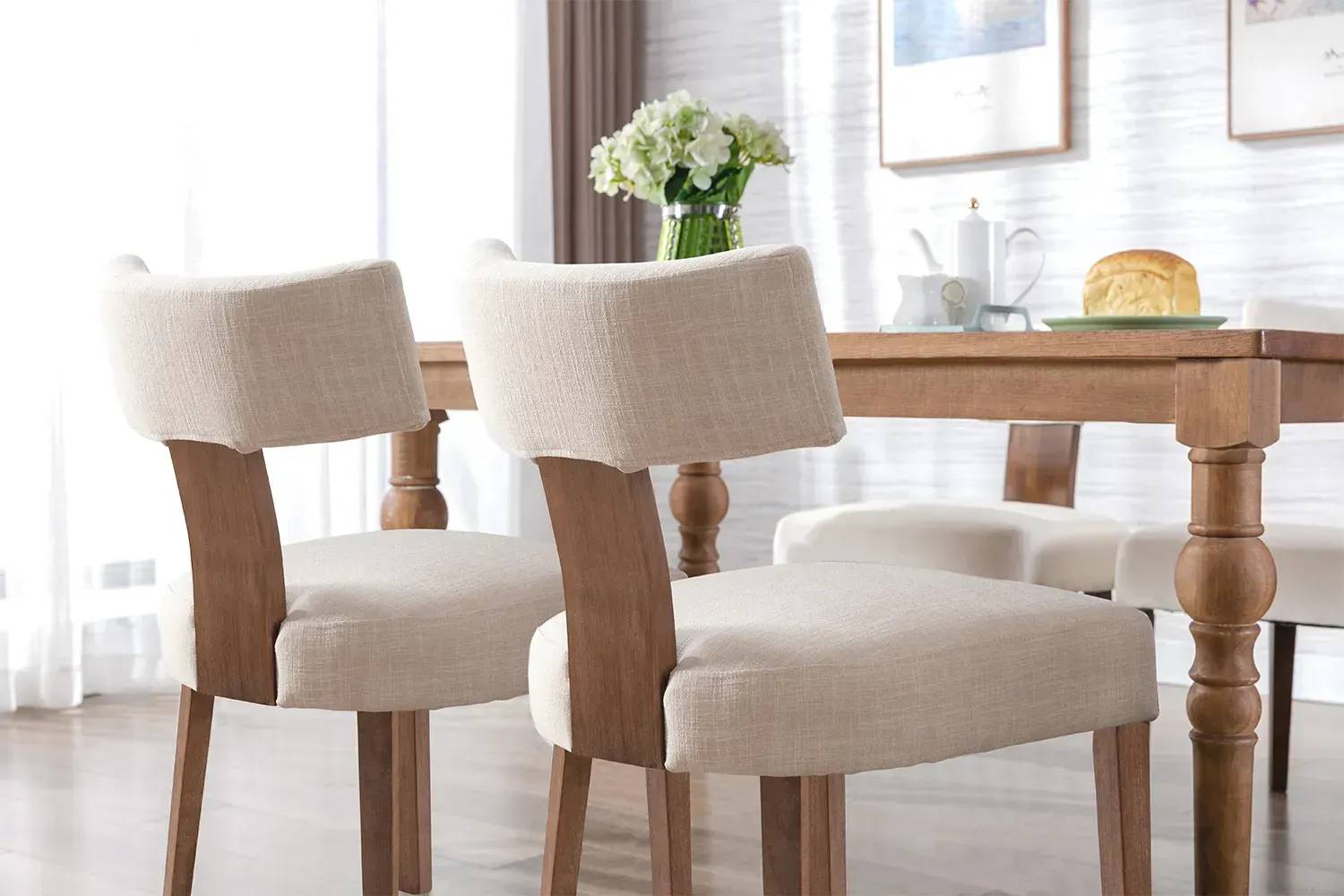 DAYALANE Payson Modern Cane Dining Room Chairs Set of 2 Nature Cane Back Upholstered Beige Light Wood Legs Ergonomic Curved Backrest for Mid Century Kitchen Party Furniture DAYALANE Payson Modern Cane Dining Room Chairs Set of 2 Nature Cane Back Upholstered Beige Light Wood Legs Ergonomic Curved Backrest for Mid Century Kitchen Party Furniture