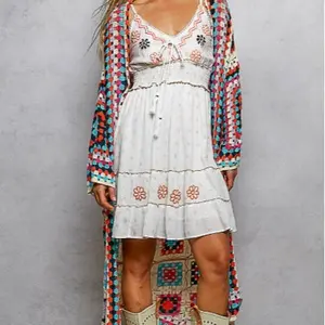 Boho Granny Square Crochet Cardigan - Elegant Versatile Layering Piece for Casual & Cozy Settings with Unique Granny Square Crochet Pattern