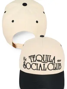 C.C TEQUILA SOCIAL CLUB Embroidered Two Tone Baseball Trucker Cap Snapback - Adjustable Fit, 100% Premium Cotton, Lightweight & Durable, Casual Style