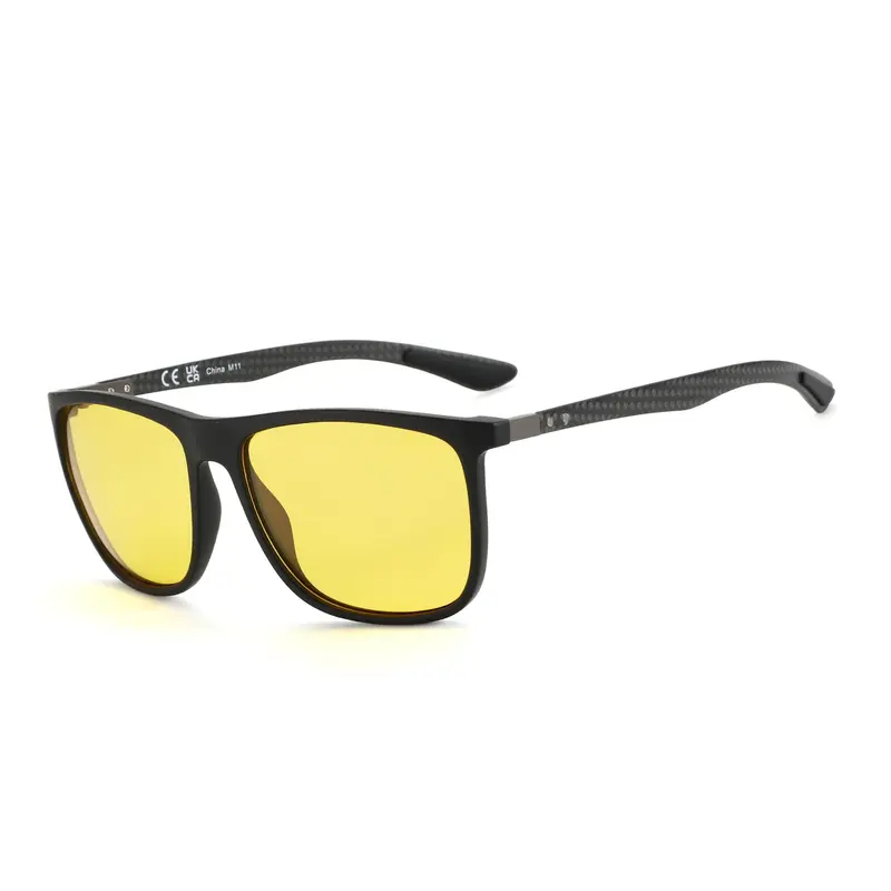 ZENOTTIC Enhanced Men's Carbon Fiber Trendy Rectangle Tac Sunglasses, Full Rim 58x45mm Unisex Polarized Anti-UV UV400 Eye Shield, Anti-Glare Lenses Cut Road Glare HD Lens, Night Vision, Ready-to-Gift with Box (Driving/Fishing Use)