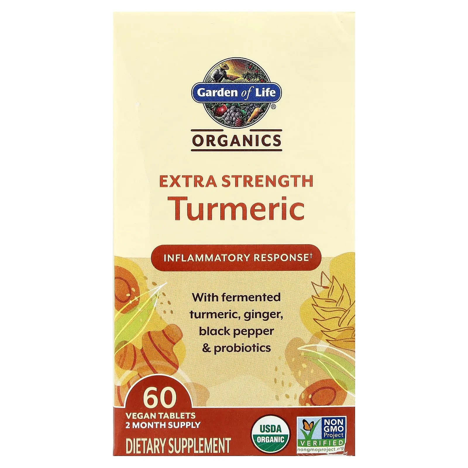 Garden of Life Organics, Turmeric, Inflammatory Response, 60 Vegan Tablets