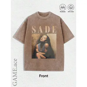 1PCS Summer Tops, Y2K Swag Tee, Vintage Sade Graphic T-Shirt - Bohemian Retro Music Band Tee With Black & Golden Print, Spring/Summer/Fall Men Clothes, Regular Fit Shirt, Christmas & Halloween & Pride & Father's Day & Easter & Mother's Day