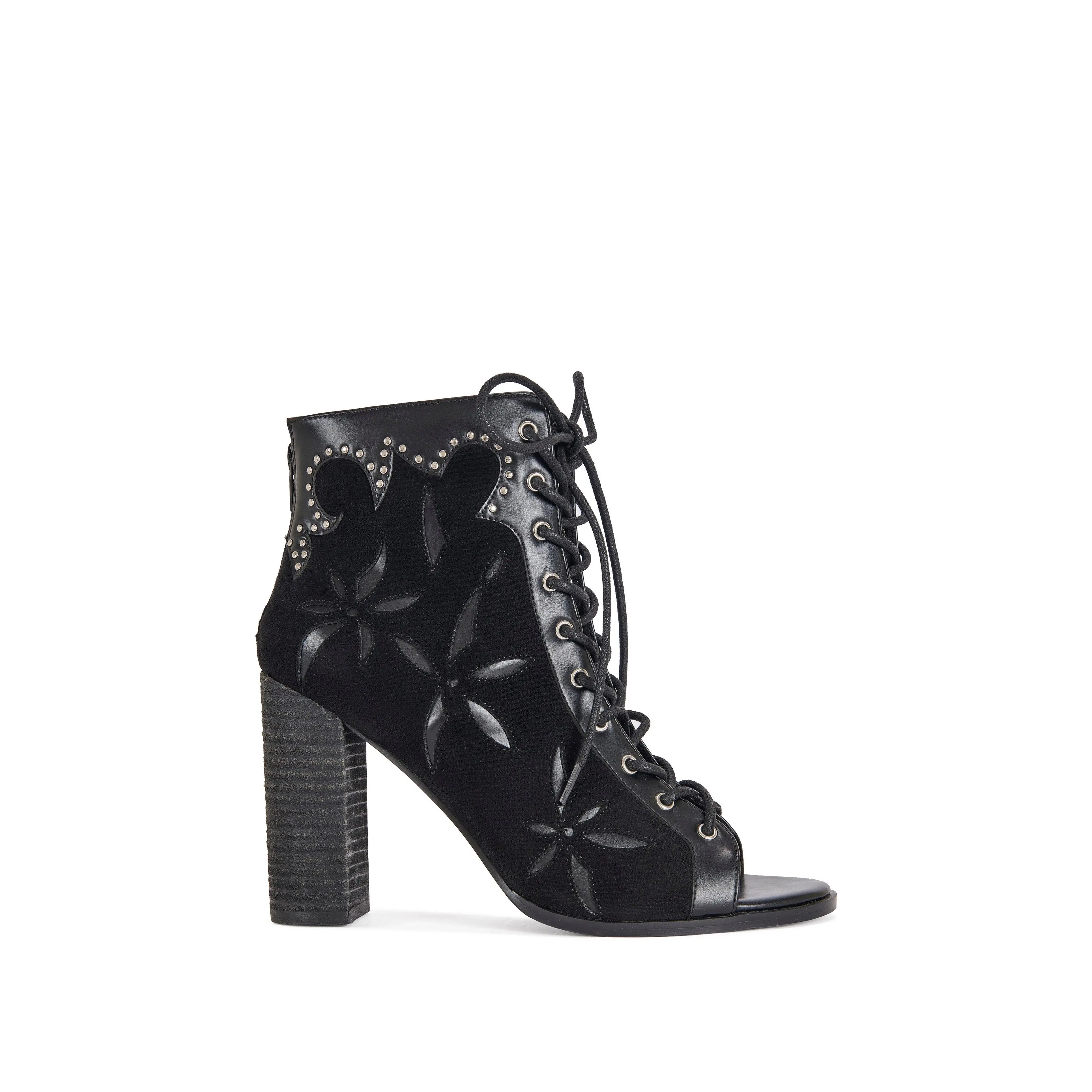 MIRONA-BLACK WESTERN PEEP-TOE BOOTIE