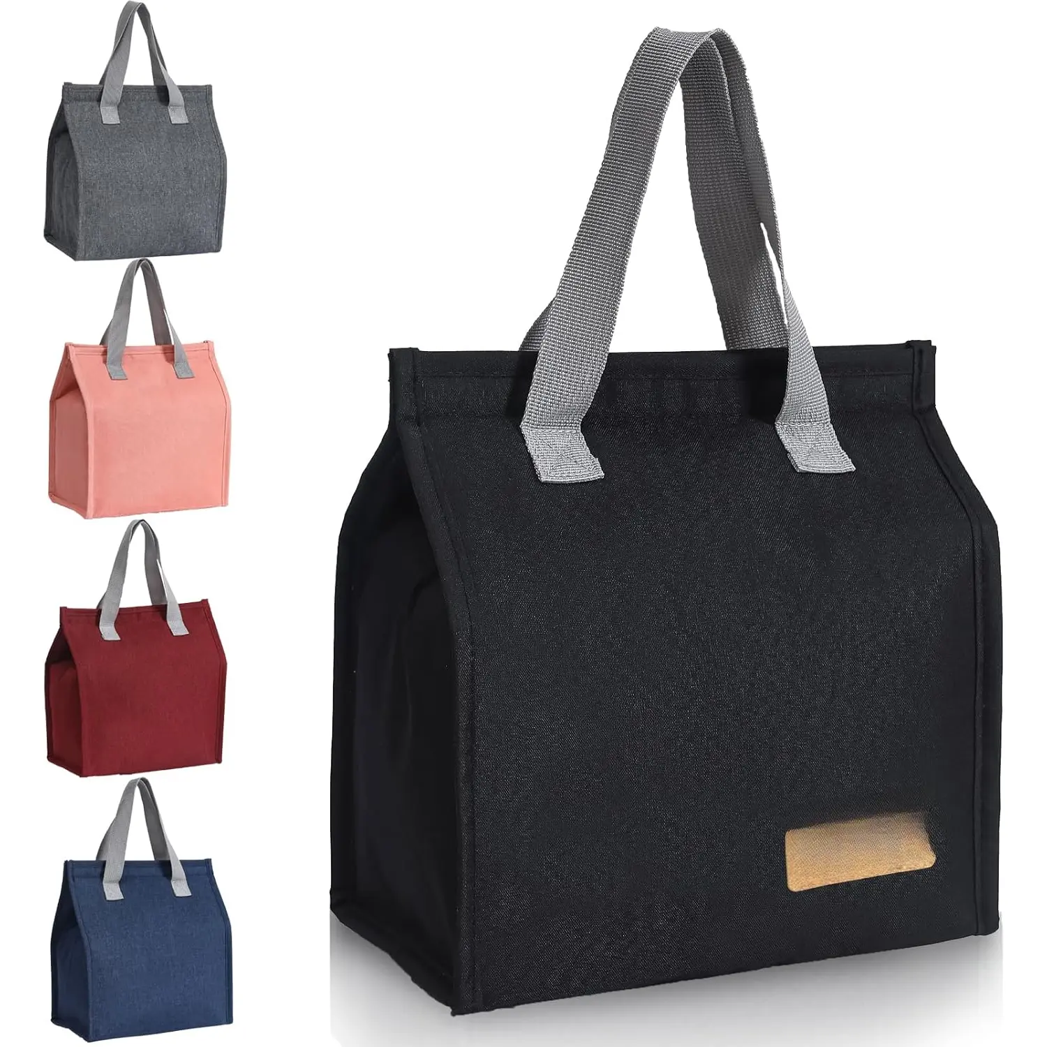 Lunch Bag for Women/Men,  Portable Lunch Tote,Lunch Box Bag.Thermal Cooler Bag Ideal for Work/Party/l/Travel/Picnic (Light Black)