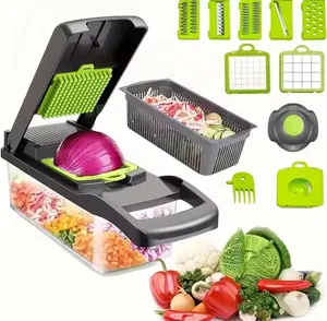 16-in-1 Plastic & Steel Veggie Chopper & Dicer | Kitchen Cutter Machine for Fast Meal Prep, Efficient Kitchen Utensil Hack,kitchen supplies