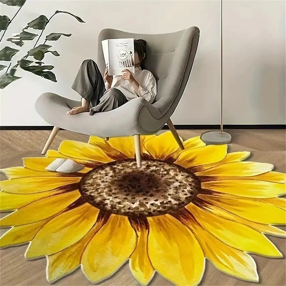 Sunflower Pattern Floor Mat, 1 Count Non-slip Soft Floor Carpet, Decorative Area Rug for Home Living Room Bedroom Kitchen Study Room