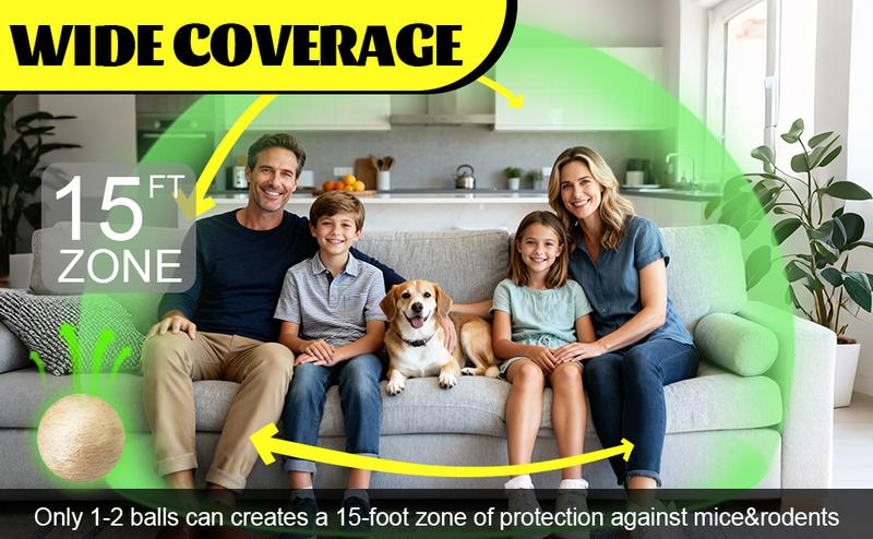 Rodent & Mice Repellent Balls, Indoor/Outdoor/Car Engine Protection, Long-Lasting Peppermint Oil Formula, Safe for Pets & Kids, 30-60 Days Effective Mouse Deterrent