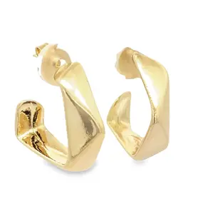 Geometrically Designed Small Hoop Earrings