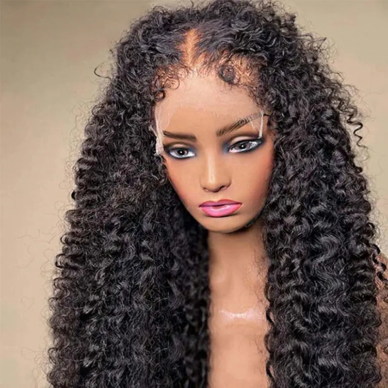 4C Edeges Wig 13x6 HD Lace Frontal Wig Kinky Curly Short Bob Wig Lace Front Human Hair Wigs 250% Full Hair Lace Wigs Natural Hairline Beginner Friendly Wig