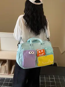 15.74inch Travel Tote Bag, Dry Wet Separation, Colorblock Nylon, Casual Style, Large Capacity, Multi-Functional, Lightweight, Student Backpack, Multifunctional Travel Bag