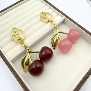 Vivid Cherry Design Sparkly Bag Charm, Exquisite Bag Keychain for Women & Girls, Cute Trendy All-match Bag Charm, Perfect Mother's Day or Birthday Gift, Fashionable Purse Accessories, SummerVibes
