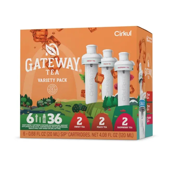 Cirkul Gateway Tea 6-Pack, No Sugar, 0 Cal Flavored Water with Caffeine