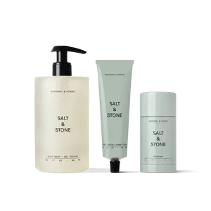 Salt & Stone Bergamot Set - Complete Body Care Set With Body Wash, Lotion, And Deodorant For Men And Women