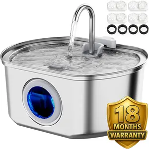 4-Stage Purified Water System |Neareal 3.2L/108oz CatFountain 100% Food-Grade 304 Stainless Steel anAutomatic Dispenser with an Ultra-Quiet Pump and LEDWater Window for Ultimate Pet Health CozyVibes