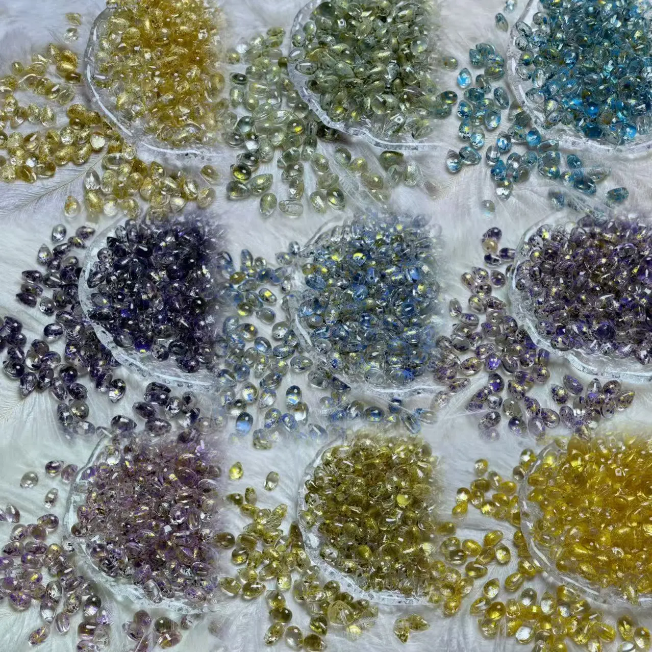 【AR1-20】Horizontal Hole Teardrop Ink Wash Glass Beads, Suitable for Bead Stringing