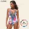 CUPSHE Women's Sleeveless Boho Vibrant Floral 1-Piece Bathing Suit - Resort Wear for Women, Sculpting Tummy Control, Plunge Neckline, Adjustable Straps, Multi-Size, Slim and Sculpt Fit, Statement Cutout, Ideal for Beach Days