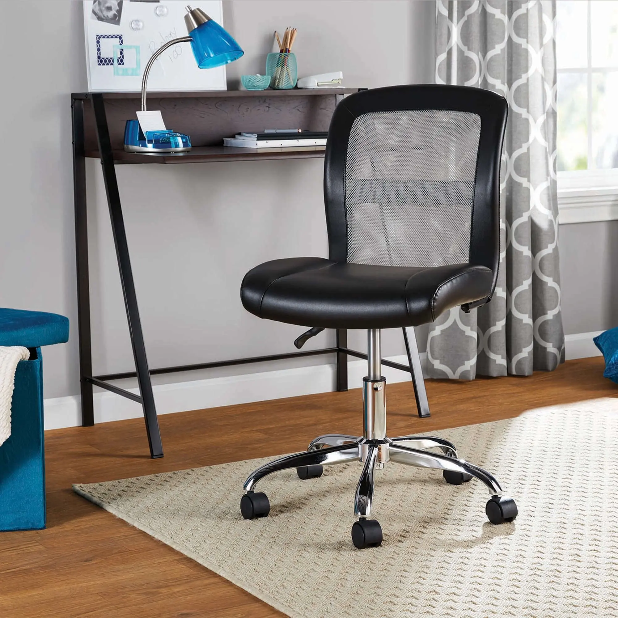 Mainstays Mid-Back, Vinyl Mesh Task Office Chair, Black and Gray
