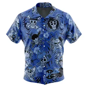 Aloha Theme Anime Button Up Hawaiian Shirt for Men Women Youth, Retro Hawaiian Shirt, Funny Gaming Aloha Button Down Shirt, Summer Beach Shirt