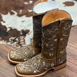 Women's Honey Boots Handcrafted by Master Artisans Fine Original Cowhide Nobuck Leather Rodeo 1.5" High Heel Made in Mexico
