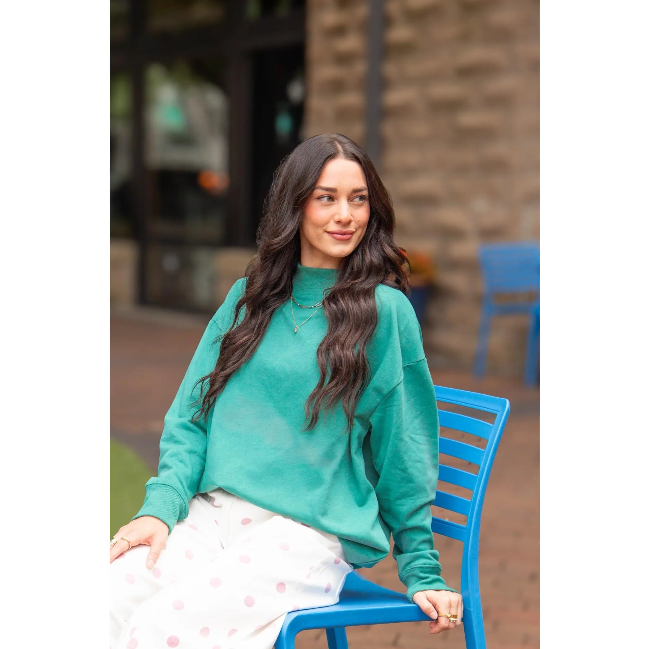 Mock Neck Sweatshirt, Forest Green