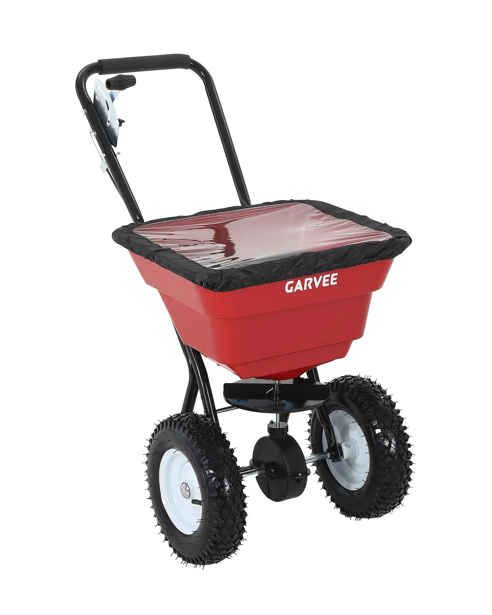 80 LBS Push Broadcast Spreader, 12FT Spreading Width, 13in All-Terrain Wheels, Adjustable Flow Control, Heavy Duty Walk Behind Lawn Spreader for Fertilizer, Grass Seed, Ice Melt, Salt,Red