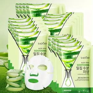 SADOER 10-Pack Aloe Vera Facial Masks, Non-Greasy Moisturizing Hydrating Skincare, Deep Hydration, Silky Smooth Skin, Latex-Free, Unscented, Suitable for All Light Beige Types, Unisex Adult, Hydrate