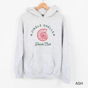 Jingle Shells Hoodie, Christmas Hoodie, Seashells Hoodie, Beach Lover Gift,  shell Crewneck, Funny Beach Hoodie, Shellling, Shellling gifts Man Menswear