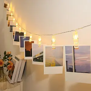 1 strand of photo clip lights, hanging photos, 20 LED fairy lights, suitable for bedroom, wall decoration, photo background, birthday, party, wedding Halloween, Thanksgiving, Christmas indoor lights.