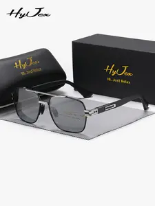 Unisex Simple Style Double Bridge Sunglasses, Trendy Casual Frame Photochromic Sunglasses for Everyday Use, Fashion Accessories for Outdoor Activities