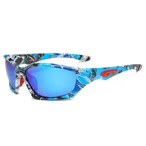 Colorful New Camouflage Polarized Cycling Sunglasses Fashion Trendy European and American Driving Men's Sunglasses Oversized Aviator with UV Protection olardria sunglasses waste airport travel accessory wrap  around   Leopard Double  Heptagram Sunglasses