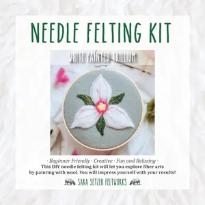 DIY White Painted Trillium Needle Felting Kit by Sara Setzer Feltworks