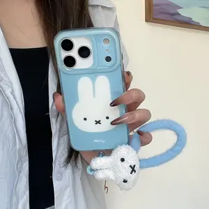 Double Layer Blue Bottom Miffy Phone Case for iPhone 17 Pro Max, 16 Pro Max, 15 Pro Max, 14 Pro, 13 Pro, Fashionable Women's Case