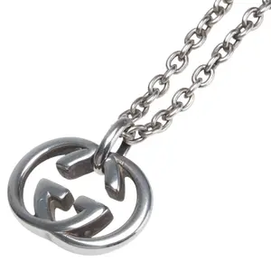 Pre-owned GUCCI Sterling Silver 925 (Ag925) Small Leather Goods Interlocking G SV925 Necklace