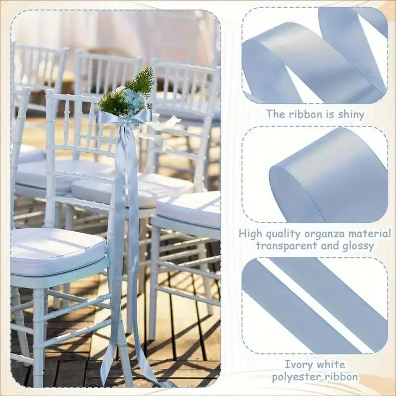 12 Piece Wedding Bow Decorations, Satin Butterfly Knots, Chair Ribbons, Backdrop Waistbands, Elegant Ceremony Decor, Party Decor ( Blue)