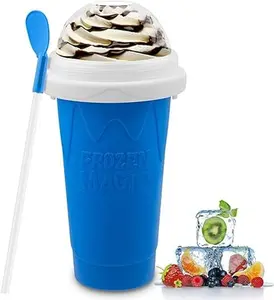 Slushie Maker Cup - Magic Quick Frozen Smoothies Cup for Homemade Milk Shake Ice Cream Maker, Cooling Cup, Double Layer Squeeze Slushy Maker Cup, Birthday Gifts for Friends&Family Kitchen Thick Utensils