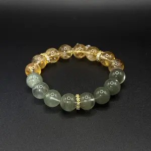 Golden Rutilated Quartz × Green Phantom Quartz | Wealth & Wellbeing Bracelet