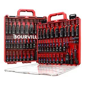 【DealsForYouDays】Bourvill 55Pcs Magnetic Nut Driver Set, SAE & Metric, 1/4" Hex Shank Impact Ready, with Socket Adapters & Extension - Pro Mechanic Grade #DealsForYouDays