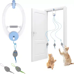 Electric Cat Teaser with Interactive Pet Toy, Rechargeable Door Clip Design, Rotation and Jumping, Stimulates Mind & Body, Cat Toys, Cat Stuff, Summervibes, Petlovers