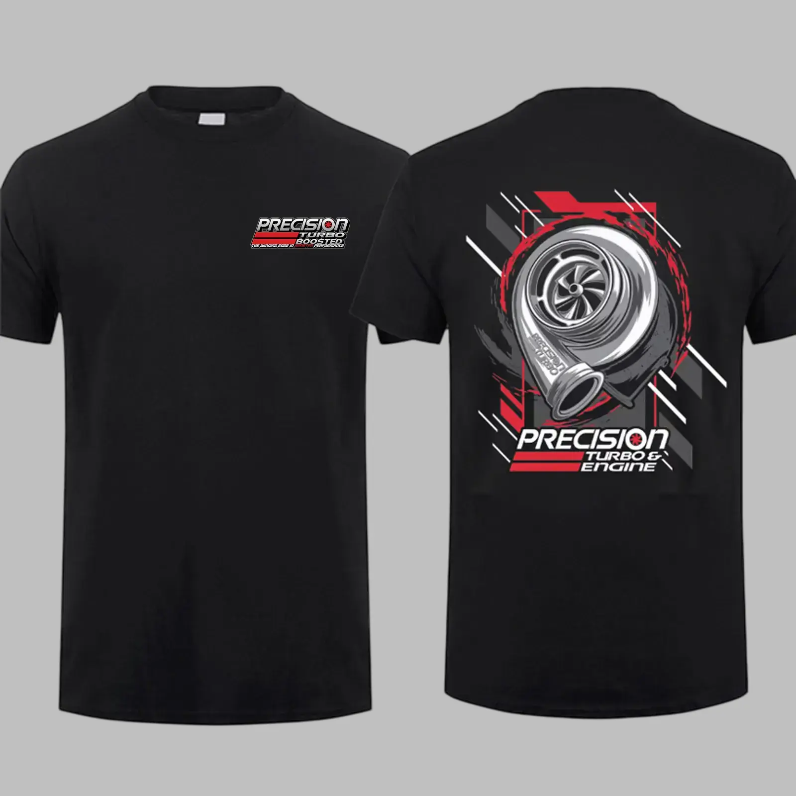 Men's Precision Turbo Graphic T-shirt - Casual Streetwear Round Neck Cotton Top for Turbo Lovers, Shortsleeve, Gift for Dad, Made in USA