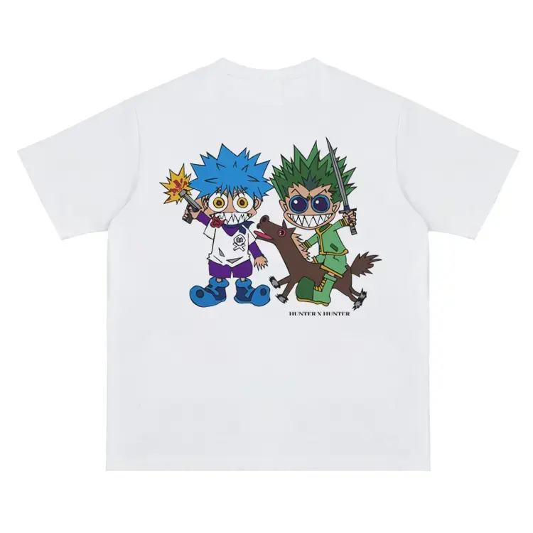 Hunter X Hunter "Gon Killua" Vintage Oversized Tee Casual Unisex Apparel Anime T-shirt 100% Cotton Original Design Men's Top for Fans Soft Cotton Comfortable Everyday Wear Menswear Tshirt