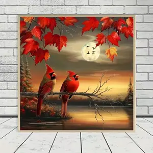Cardinal Bird Pattern DIY Diamond Arts Colorful Painting Kit without Frame, 5D Diamond Arts Colorful Painting Kit, Wall Art Decor for Home Living Room Bedroom