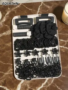 1087pcs black hairpin hairband gift box set, retro simple style, a variety of hairpin hairband hair band hair band suitable for holiday parties, suitable for daily matching of the four seasons, new fashion hair accessories, claw clip, gift, Elastics