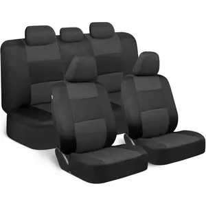PolyPro Car Seat Covers Full Set in Charcoal on Black – Front and Rear Split Bench for Cars, Easy to Install Cover Set, Accessories Auto Trucks Van SUV waterproof