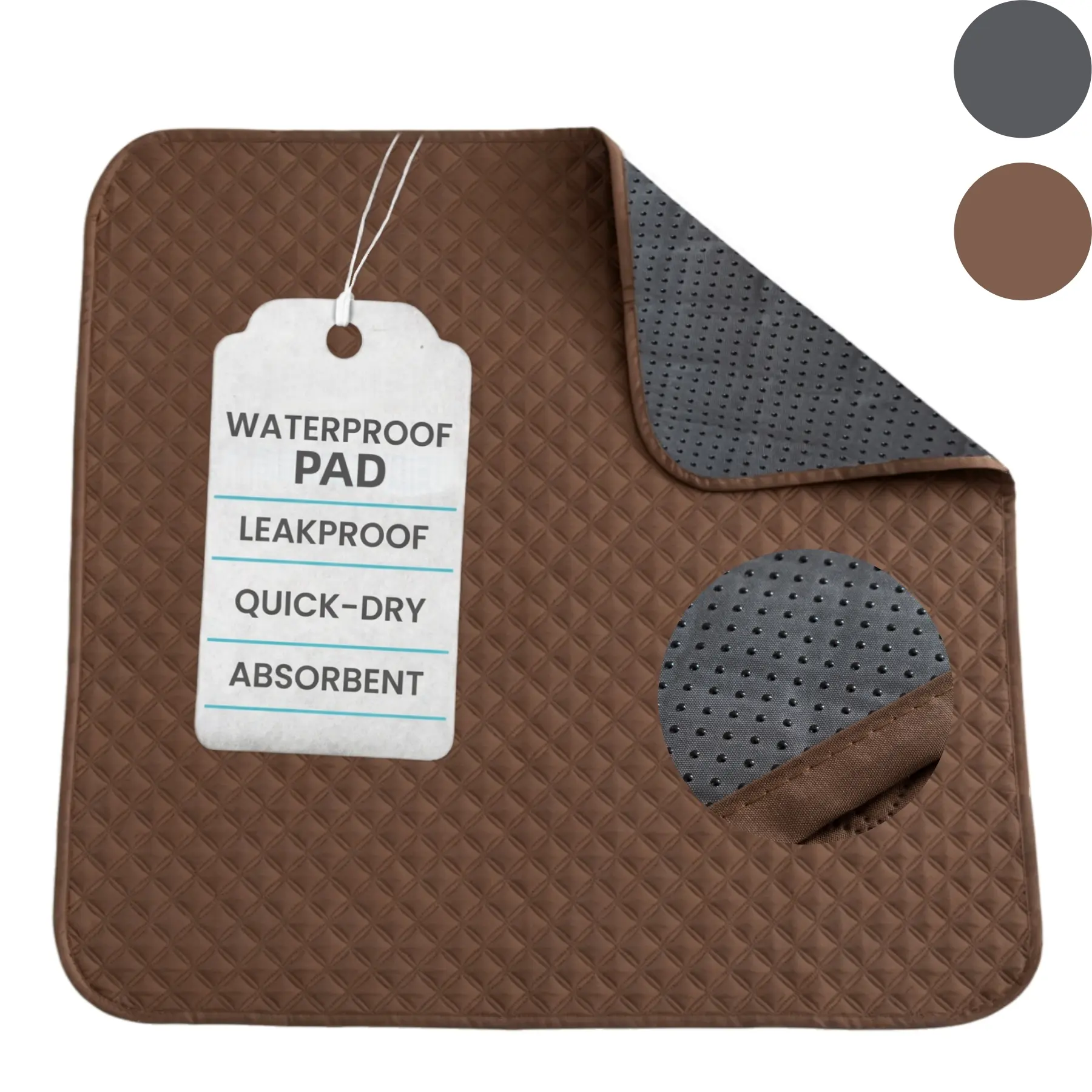 Reusable Absorbent Underpad - Waterproof Non-Slip Polyester PU Absorbent Mat, Multi-Size Washable Bed Pad for Elderly & Household Furniture (18x24/34x56/36x36/72x72in), Cost-Saving, Made in China