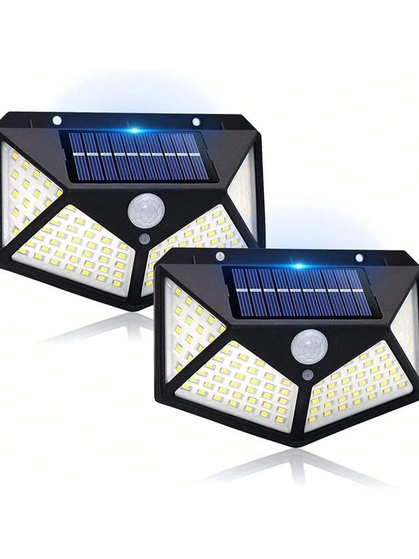 100LED Solar Wall Light Bright Solar Powered Motion Sensor Wall Lights, Waterproof, 3 Mode Sensor Smart Security For Balcony, Patio, Stairs, Garden, Facade