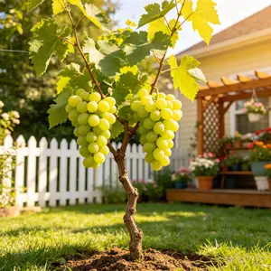 Sunshine Rose Grape Live Plant Sapling, Perennial Hardy Climbing Vine, Ornamental & Fruit-Bearing Garden Shrub, Low-Maintenance Young Vine for Yard, Patio, Trellis, Fence and Home Backyard Gardening