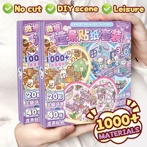 1000PCS Scene Sticker Blind Box – 20 Sets 3D Miniature Landscape Stickers, Aesthetic Scrapbook & DIY Mini House Kit, Stress Relief for Adults