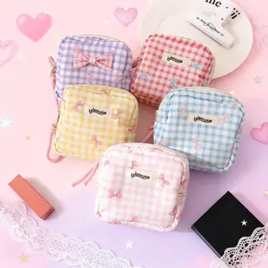 Plaid Pattern Storage Bag, 1 Count Portable Large Capacity Storage Bag with Handle, Dustproof Organizational Zipper Storage Organizer for Home & Travel