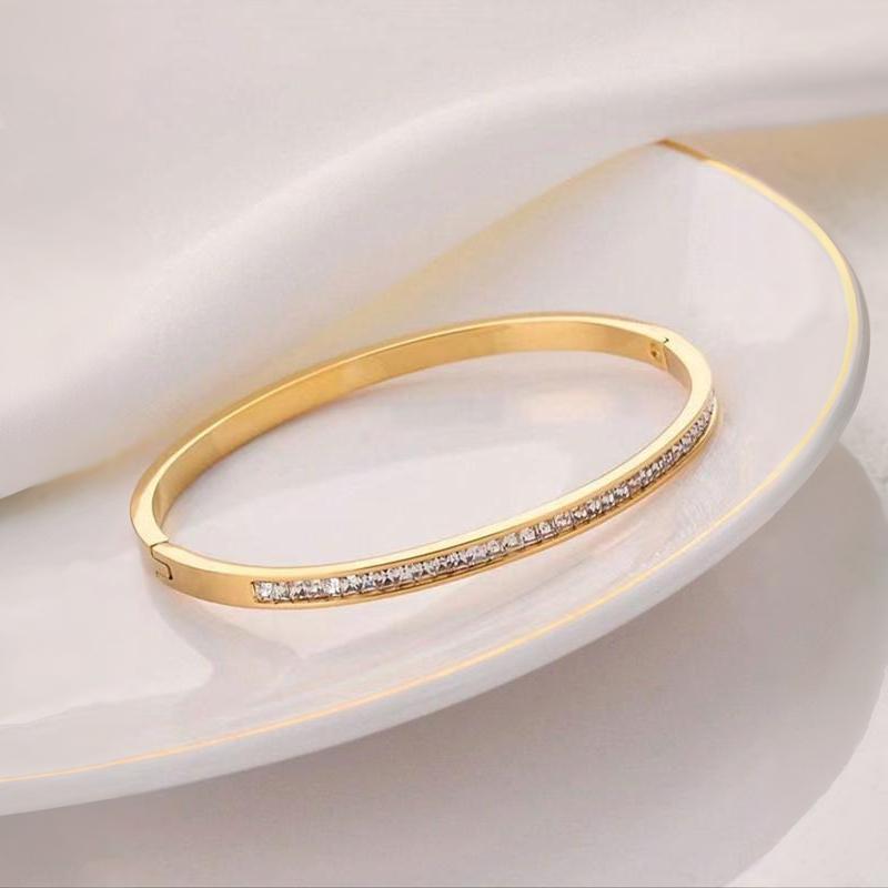 18K Elegant Stainless Steel Bangle Bracelet Set, 5-Piece Fashionable Classic Design, Jewellery Accessories, Perfect for Daily Wear & Special Occasions