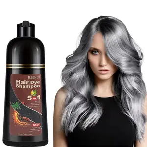 Silver Gray Hair Dye Shampoo 5 in 1 – Hair Color Shampoo for Women & Men, Covers Gray Hair, Cleanses, Conditions, Nourishes & Repairs, Herbal Ingredients, 500ML (Silver Gray) Haircare